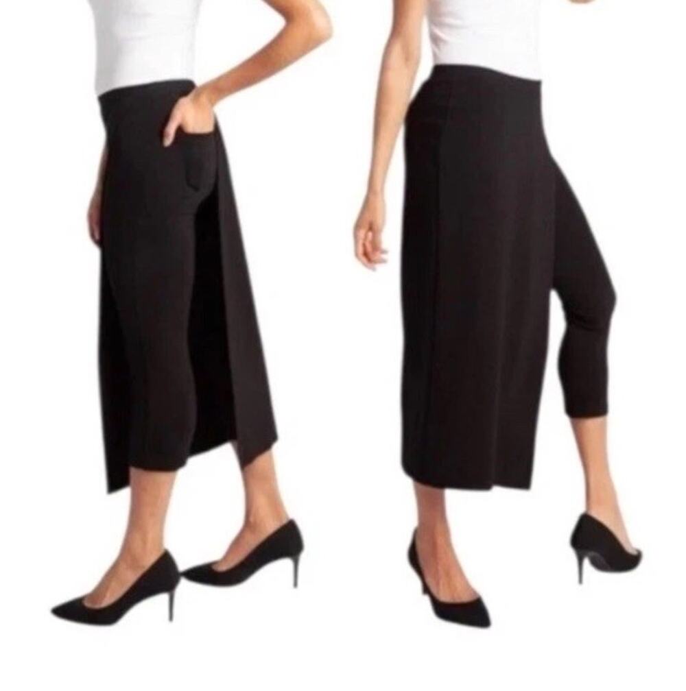 Betabrand The Sassiest Pant Pull On Capri Skort Overlay Panel Black M Petite MP